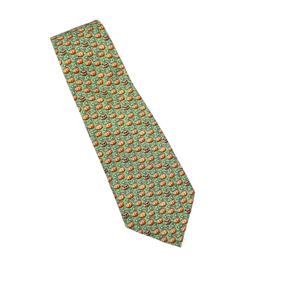Vineyard Vines Kids Halloween Pumpkin Tie Orange Green‎ Fun Fall Necktie